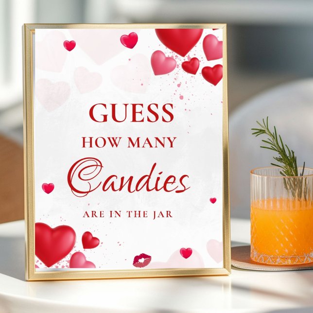 Guess how many Kisses valentine Bridal Shower Sign Poster (Von Creator hochgeladen)