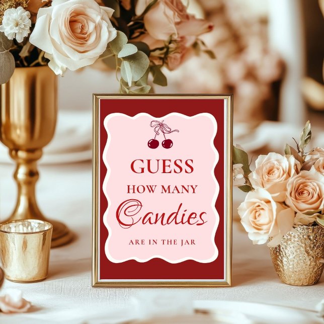 Guess how many Kisses valentine Bridal Shower Sign Poster (Von Creator hochgeladen)