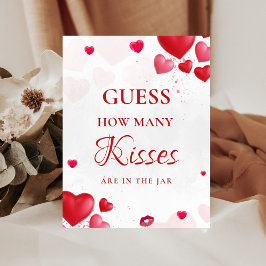 Guess how many Kisses valentine Bridal Shower Sign Sockelschild