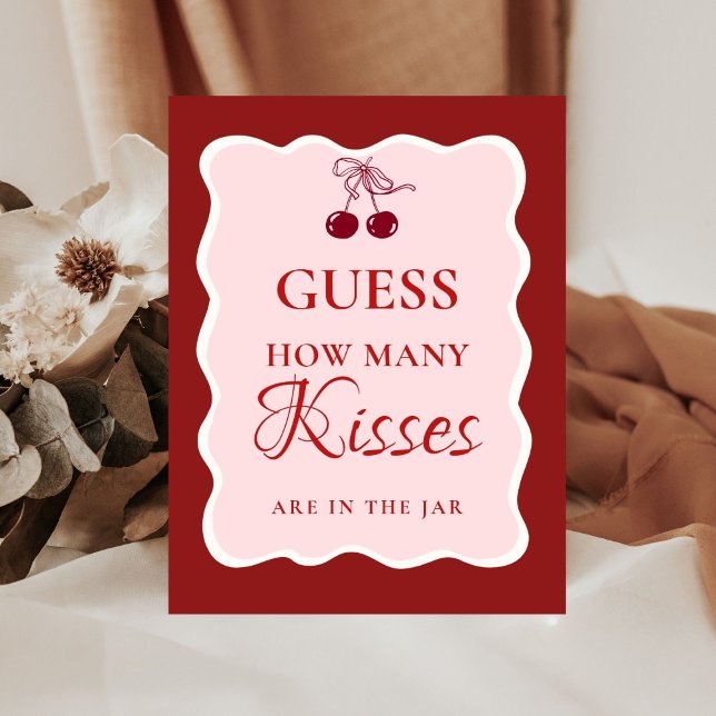 Guess how many Kisses valentine Bridal Shower Sign Sockelschild (Von Creator hochgeladen)