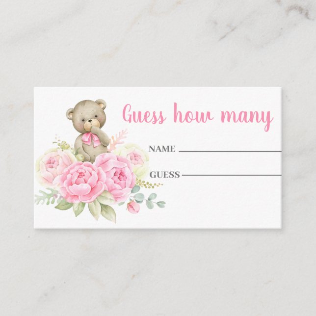 Guess how many pink bear card begleitkarte (Vorderseite)