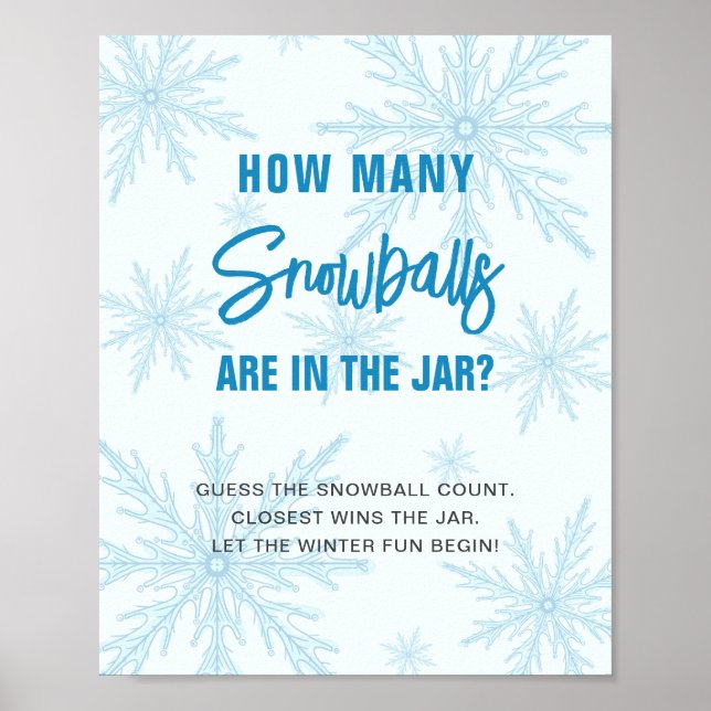 Guess How Many Snowballs Winter Baby Shower Poster (Vorne)