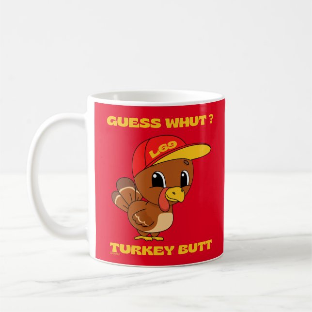 GUESS MIT ?TÜRKEY HINTERN lustiger Erntedank Kaffeetasse (Links)