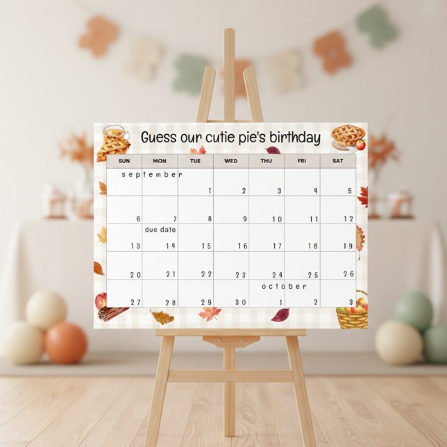 "guess our cutie pie's birthday" baby shower game poster (Von Creator hochgeladen)