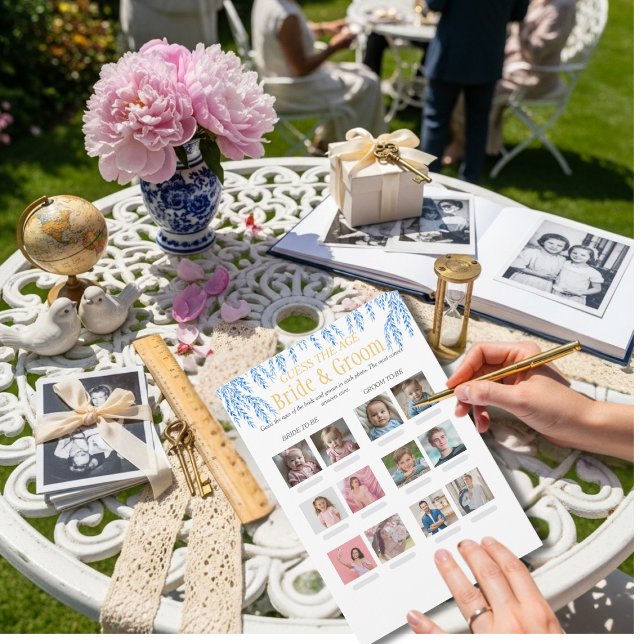 Guess the Age Bridal Shower blue game Einladung (Guess the Age Bridal Shower blue game)