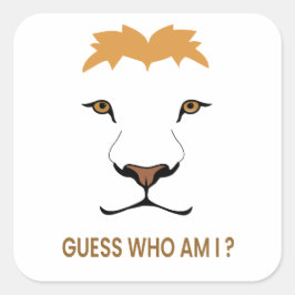 Guess The Animal – Lion | King of the Jungle Quadratischer Aufkleber