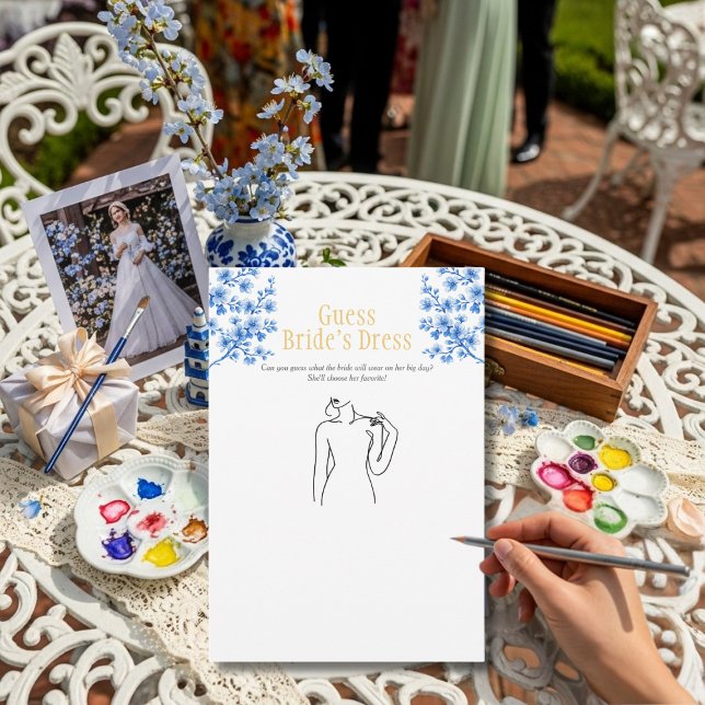 Guess the Dress Bridal Shower Blue game Einladung (Guess the Dress Bridal Shower Blue game)