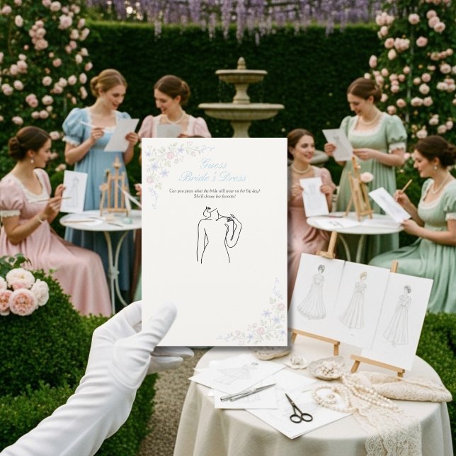 Guess the Dress Bridal Shower Floral game card  Einladung (Guess the Dress Bridal Shower Floral game card)