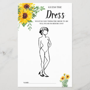 Guess the Dress Sunflowers Bridal Shower Game Card Flyer