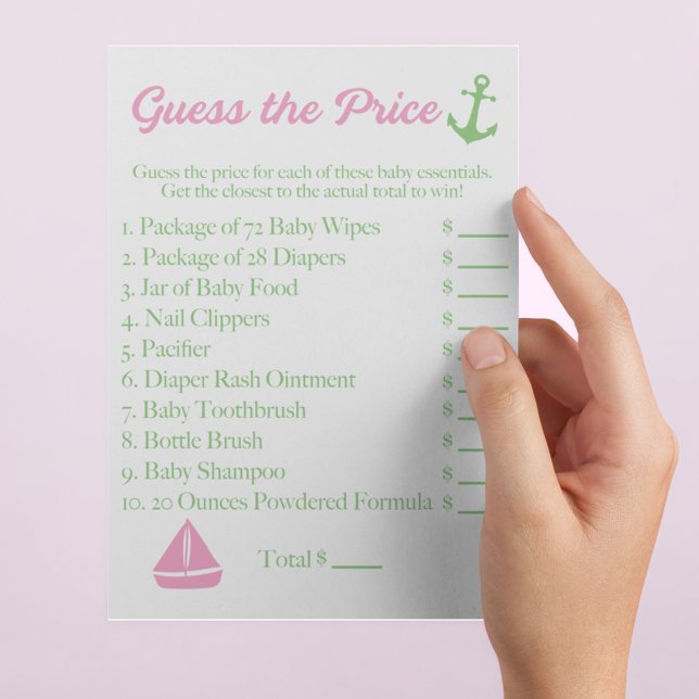 Guess the Price Baby Shower Game Nautical Theme Flyer (Von Creator hochgeladen)