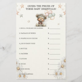 Guess the Price Whimsical Teddy Bear Baby Shower  Briefpapier