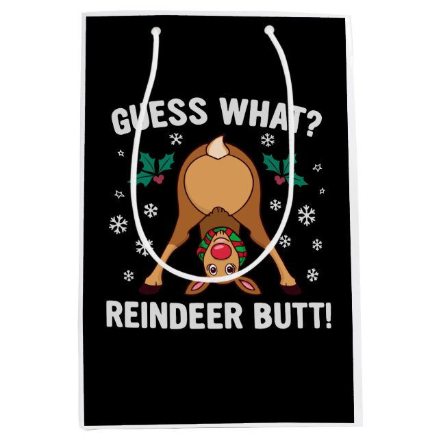 Guess What Reindeer Butt Christmas Joke Mittlere Geschenktüte (Vorderseite)