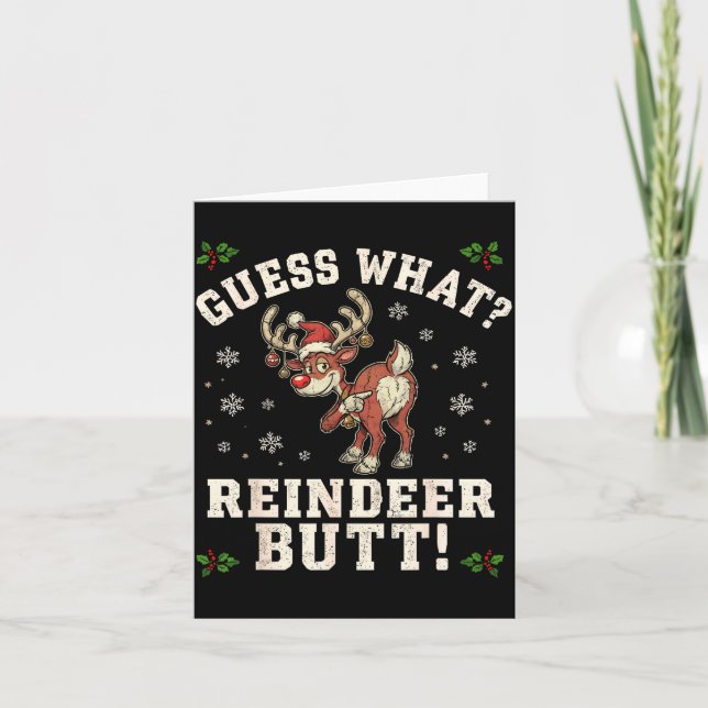 Guess What Reindeer Butt Funny Christmas  Karte (Vorderseite)