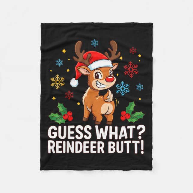 Guess What Reindeer Butt Funny Christmas Men Reind Fleecedecke (Vorderseite)