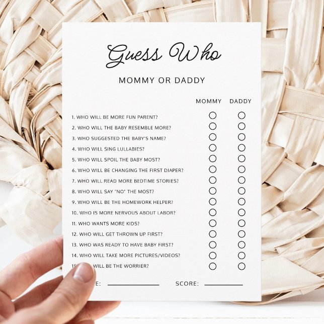 Guess Who Mommy or Daddy Baby Shower Game Activity Einladung (Von Creator hochgeladen)