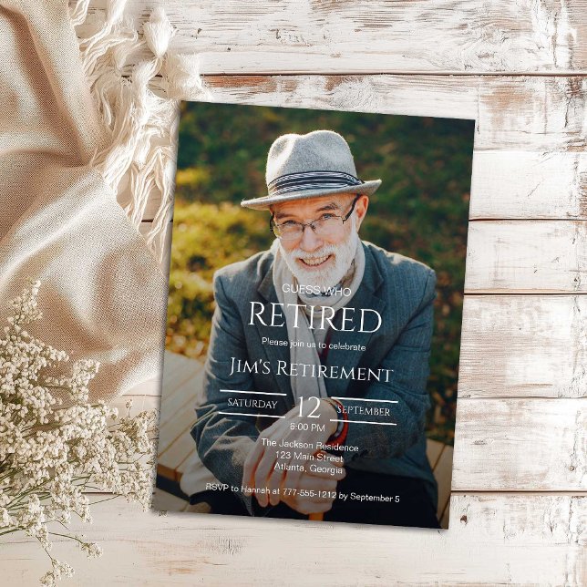 Guess Who Retired Male Photo Invitation Einladung (Von Creator hochgeladen)