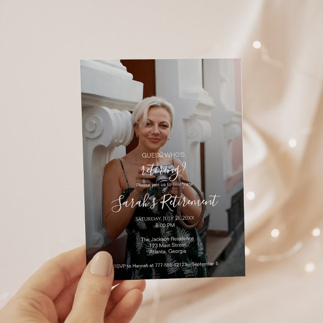 Guess Who's Retiring? Female Photo Invitation Einladung (Von Creator hochgeladen)