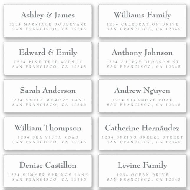 Guest Address Labels: BESTELLUNG AUF 8" oder 6" Aufkleber (Vorderseite)