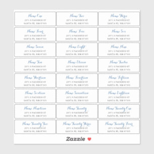 Guest Address Labels mit blauem Skript