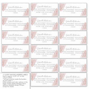 Guest Address Labels Rose Gold Pink Glitzer Palm