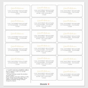 Guest Address Labels Simple Gold Calligraphy