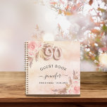 Guest book 90th birthday pampas grass rose gold notizbuch<br><div class="desc">For an elegant 90th birthday party. A rose gold,  blush pink rustic faux metallic looking background. Decorated with rose gold,  pink florals,  pampas grass. Personalize and add a name and date.</div>