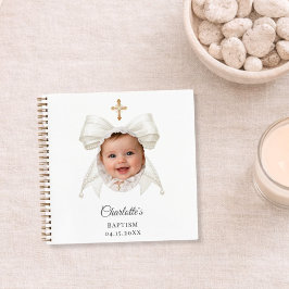 Guest Book Baptism Bow Girl Photo Notizbuch