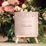 Guest book birthday blush rose gold glitter name notizbuch<br><div class="desc">A guestbook for a feminine and glamorous 21st (or any age) birthday party.  A stylish blush,  rose gold faux metallic looking background with faux glitter dust. Add your name,  age 21/text.</div>