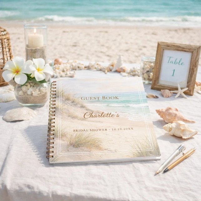 Guest book Bridal Shower beach coastal Notizbuch (Von Creator hochgeladen)