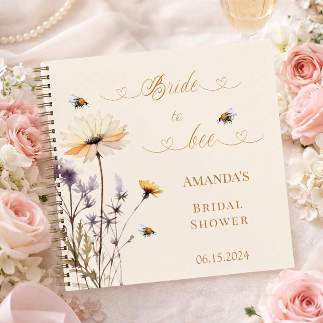 Guest book Bridal Shower wildflowers Bride to Bee Notizbuch (Von Creator hochgeladen)