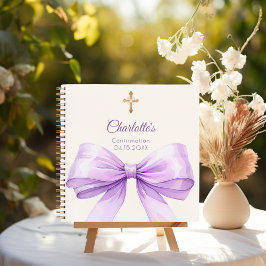 Guest book Confirmation lavender bow cream Notizbuch