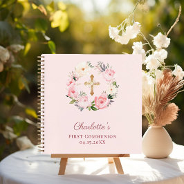 Guest book First Communion blush pink florals Notizbuch