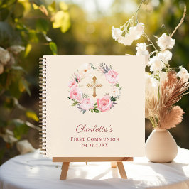 Guest book First Communion ivory blush pink floral Notizbuch