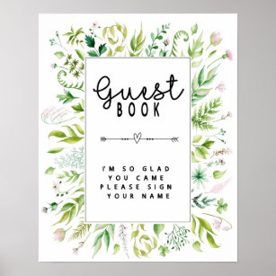 guest book floral bridal shower game guestbook poster