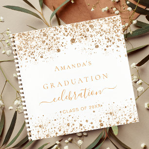 Guest book graduate white gold glitter motivation notizbuch
