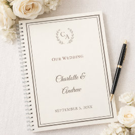 Guest Book ivory taupe monogrammed wedding Notizbuch