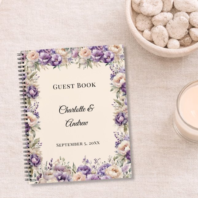 Guest Book lavender champagne floral wedding Notizbuch (Von Creator hochgeladen)