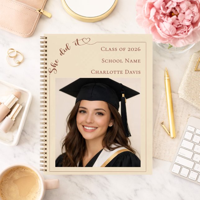 Guest book photo She Did it champagne Graduation Notizbuch (Von Creator hochgeladen)