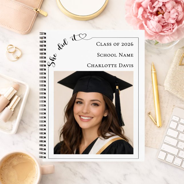 Guest book photo She Did it Graduation Party Notizbuch (Von Creator hochgeladen)