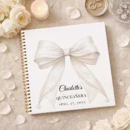 Guest book Quinceanera bow ivory white pearls Notizbuch