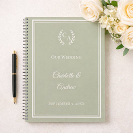 Guest Book sage green monogrammed wedding Notizbuch