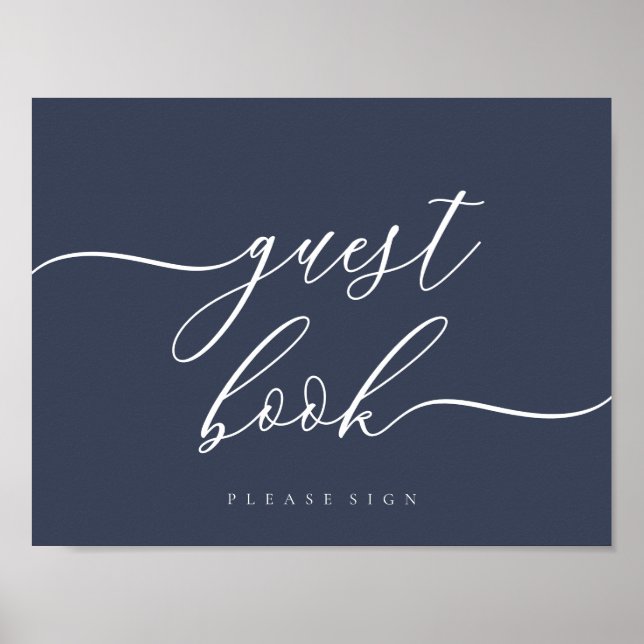 Guest Book Sign simple Navy Poster (Vorne)