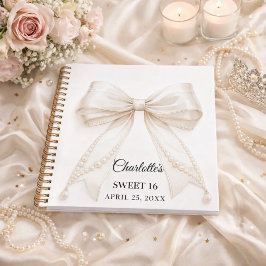 Guest book Sweet 16 bow ivory white pearls Notizbuch