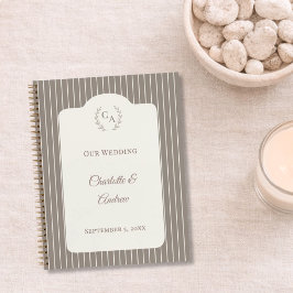Guest book wedding Ivory taupe pinstriped modern Notizbuch