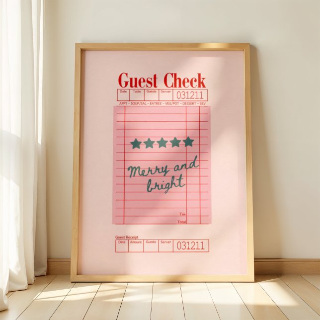 Guest Check Christmas Merry and Bright Holiday Art Poster (Von Creator hochgeladen)