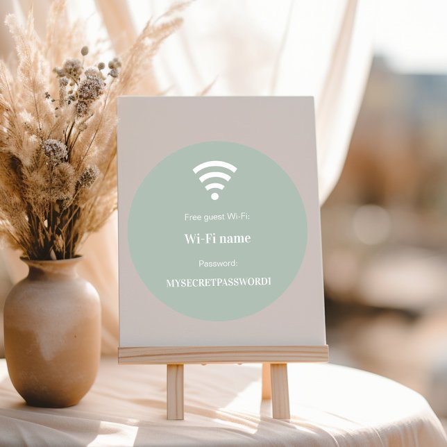 Guest customer wifi network password sage green runder aufkleber (Von Creator hochgeladen)