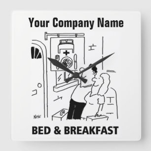 Guest House Cartoons Clock Quadratische Wanduhr