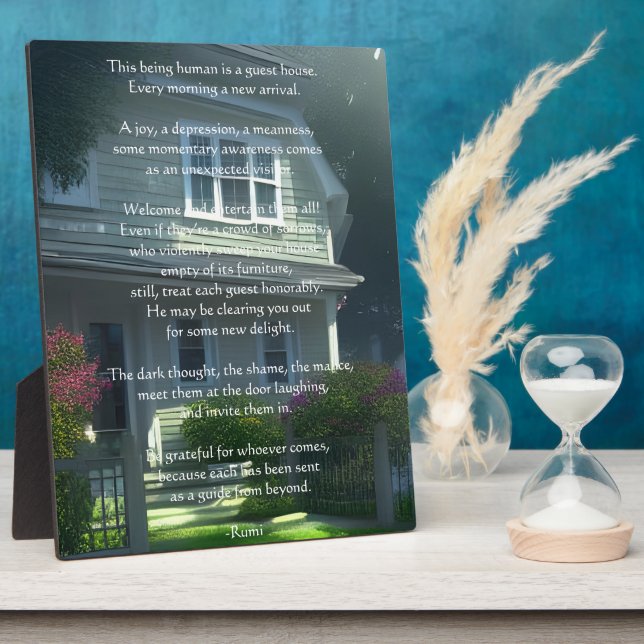Guest House Rumi Poem Tabletop Fotoplatte (Seite)