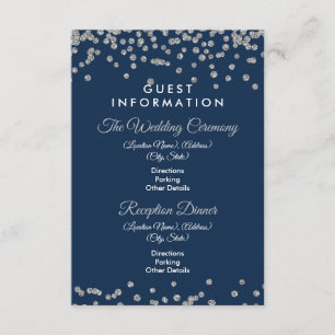 Guest Information Silver Glitzer Confetti Navy Begleitkarte