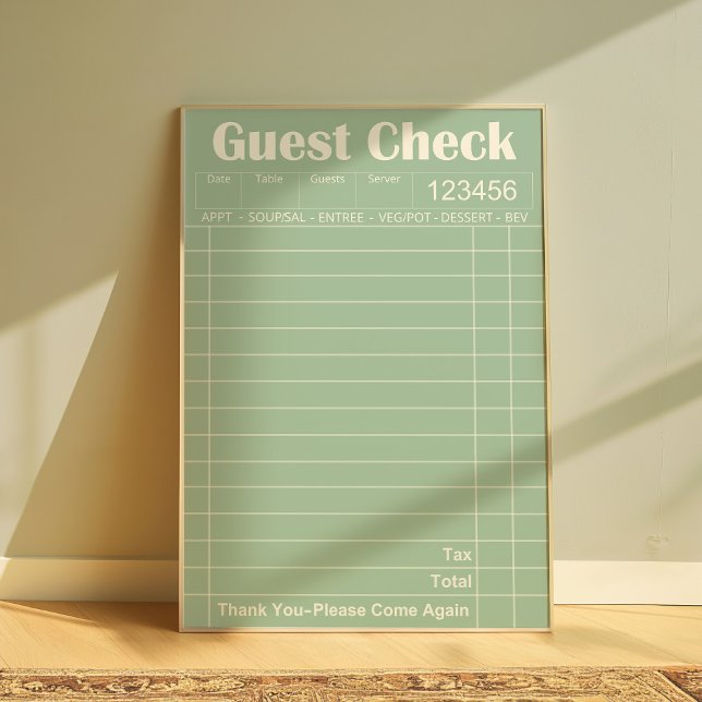 Guest Karo Kitchen Wall Art Trendy Poster (Guest Check)